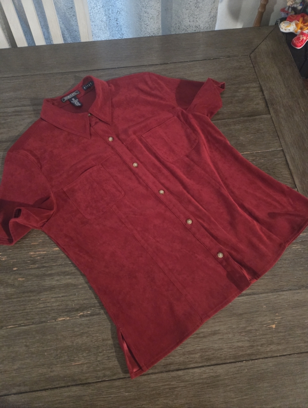 Vintage 90s Harold’s Burgundy Faux Suede Shacket Shirt Jacket RN 58959 Women’s